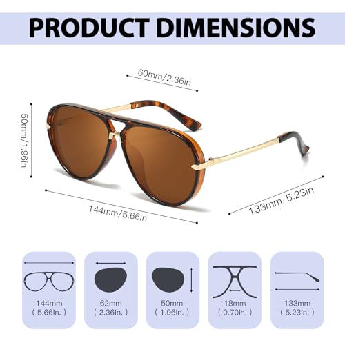 Chicid Aviator Sunglasses for Women Men, Tangle Free Classic UV400 Protection Trendy Shades Sun Glasses Frame3