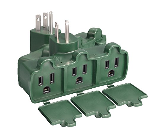 Multiplug Wall Tap Adapter (2 Pack), Fosmon 3 Outlet Indoor/Outdoor Electrical Power Socket with Safety Cover, 3-Prong 125V AC Plug ETL Listed