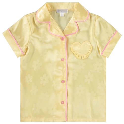 BTween Girls Satin Pajama Set 4 Pack, Short Sleeve Button-Down Sleepwear for Kids, Soft and Breathable Nightwear2