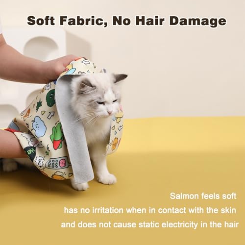 Image of 27.5 in Cat Grooming Wrap for Cutting Nails：Self-Adhesive Grooming Cloth, Cat Restraint Wrap for Trimming, Feeding Medication, and Tooth Brushing（27.5in*27.5in