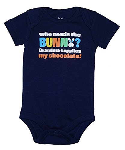Topsville, Inc. Assorted Bunny, Egg, Chick Boys' & Girls' Easter Bodysuit Dress Up Outfit (0-3 Months, Who Need Bunny Grandma Supplies Chocolate)