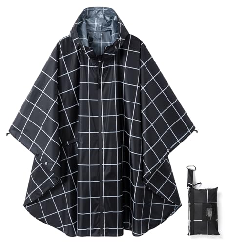 Image of salamra Rain Poncho Jacket - Hooded Waterproof Raincoat with Pocket for Women Men Adults