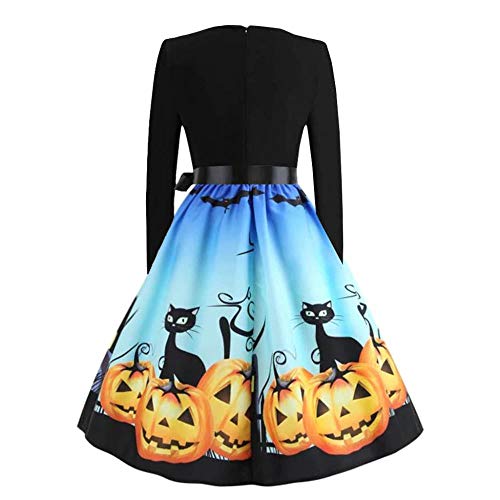 YUANCHENG Women Halloween Party Long Sleeve Musical Notes Vintage Dress A Line Dress,01,L steampunk buy now online