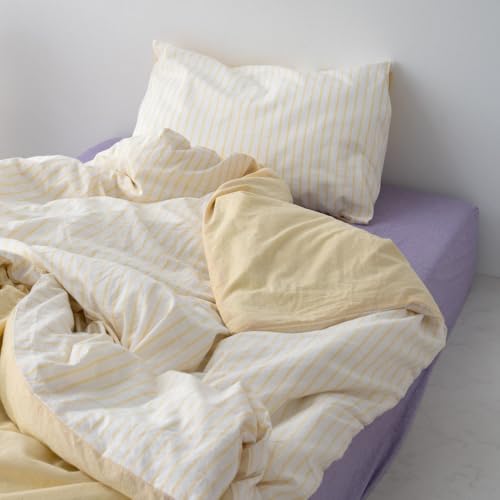 NERUS 正規品 Tid ティッド 布団カバー+枕カバー ストライプ バイカラー 綿100% 掛け布団カバー 枕カバー 綿100 掛布団カバー 韓国 おしゃれ コットン