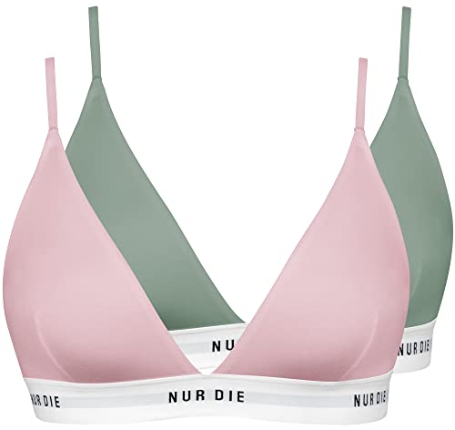 Nur Die Damen Soft BH 2er Pack Unterw sche, Khaki/Rose, 36-38 EU Cover