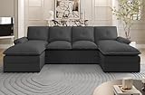 U Shaped Sectional Couches for Living Room,110" Modern Big Sofa Couch with Double Chaise,4 Seat Modular Sofa Couches with Thick Cushion & Soft Backrest,Black