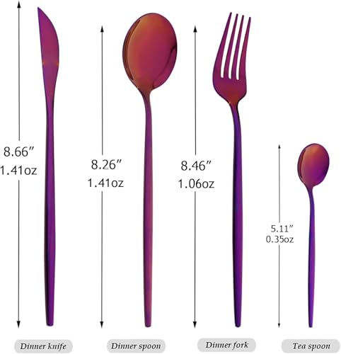 Image of 24 pcs Flatware Set, Pink Silverware Set for 6, Knife Fork Spoon, Stainless Steel Home Dinnerware Tableware,Mixed Cutlery Set Eating Utensils for Restaurants(24 Pcs Pink)