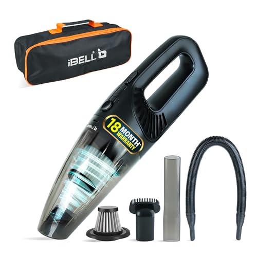 IBELL TURBOVAC800 Cordless Vacuum Cleaner for Car & Home | 5500Pa Powerful Suction | Wet & Dry Cleaning | Rechargeable & Lightweight | Washable HEPA Filter | Portable Handheld Vacuum (Black)