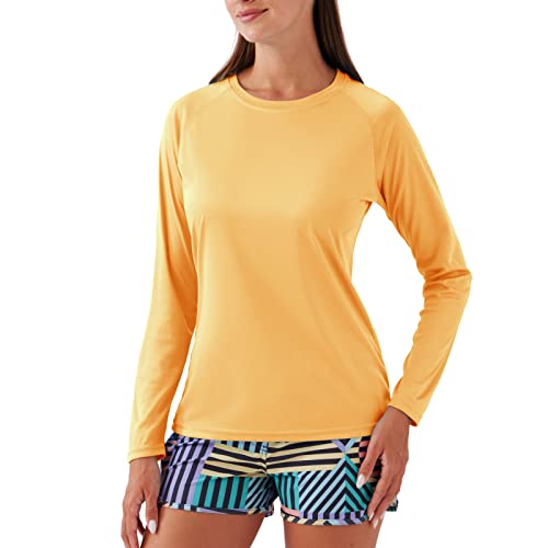 NAVISKIN Women's UPF 50+ Sun Protection Rash Guard Shirts Honey Yellow S