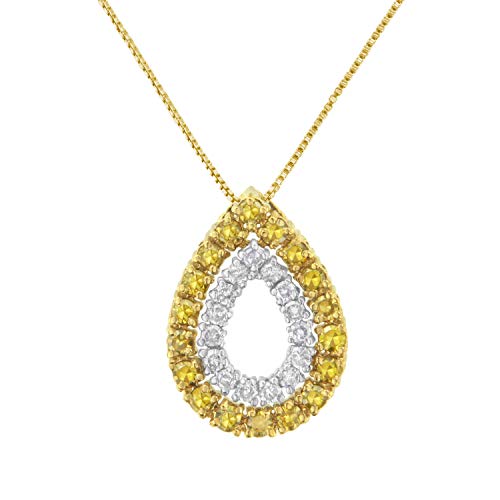 Haus of Brilliance Yellow Gold Plated Sterling Silver Treated Yellow Diamond Pear Shape Pendant Necklace (1/2 cttw, Yellow Color, I2-I3 Clarity)