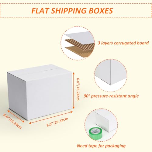 Image of HORLIMER 8x6x6 Shipping Boxes Set of 40, White Corrugated Cardboard Mailer Box for Packing Small Business
