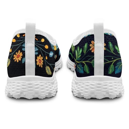 Jeiento Women's Slip-on Sneakers Fashion Walking Shoes Aesthetic Flower Butterfly Shoes Athletic Tennis Mesh Running Shoe3