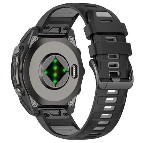 Image of XMUXI 26mm Watch Band Compatible with Garmin Fenix 7X / Fenix 6X / Fenix 5X / Fenix 8 51mm / Tactix Delta,Soft Silicone Replacement Quickfit Bands for Fenix 3 /3 HR,Descent MK1 /Enduro