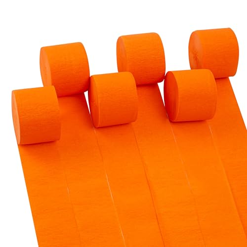 Suaxova 6 Rolls 492ft Colorful Crepe Paper Streamers Pack of Paper Party Streamers for Orange Party Decorations Birthday Decorations Wedding Decorations (1.8 Inch x 82 Ft/Roll)