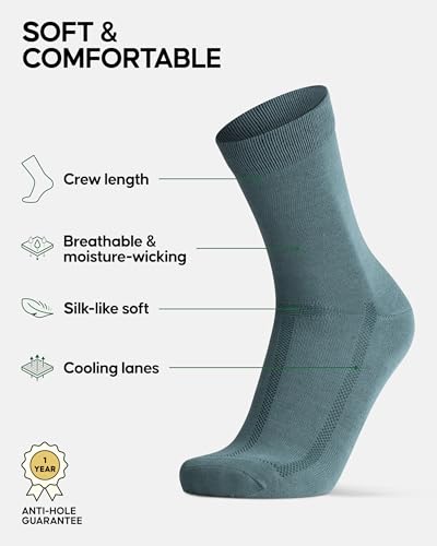 Image of DANISH ENDURANCE Crew Dress Socks, Viscose From Bamboo, 3 & 6-Pack