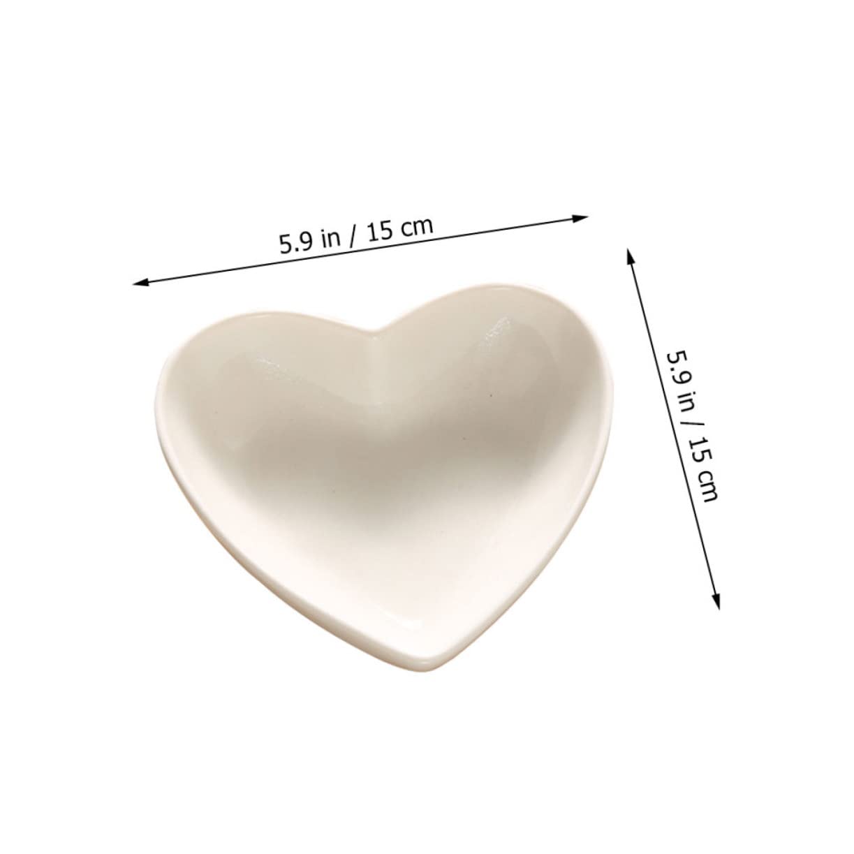 SOLUSTRE Heart Shaped Ceramic Appetizer Plate Multi Purpose Sauce Dish for Condiments Snacks and Fruit Smooth Finish Kitchen Bowls for Romantic Serving