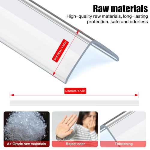 Image of Wall Corner Protector, Walls Edge Protector, Self-Adhesive Wall Corner Guards, PVC Double Side Edge Protector, Furniture Stairs Guard (Clear, 2pcs x 47.2''L x 1.97''W)