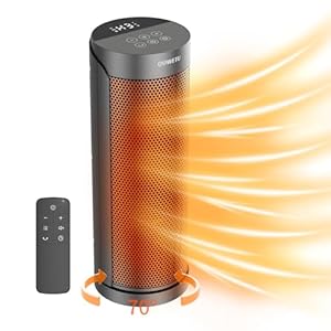 Portable Space Heater for Indoor Use with Remote – QOWETU 70° Oscillating Electric Heater, 17 Inchs, 12H Timer, 1500W Quiet PTC Ceramic Heating with Thermostat, Fast Safety Heat for Home, Bedroom