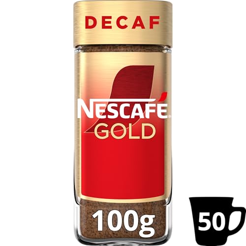 NESCAFÉ GOLD DESCAFEINADO aroma y sabor, café soluble descafeinado 100 % arábica, frasco de vidrio, 100 g
