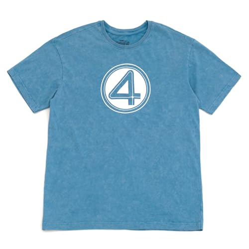 Marvel Fantastic Four Mens Retro T-Shirt Logo Blue Medium
