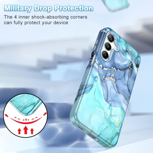 Btscase for Samsung Galaxy A16 5G Case, Marble Pattern 3 in 1 Heavy Duty Shockproof Full Body Rugged Hard PC+Soft Silicone Drop Protective Women Girl Cover for Samsung Galaxy A16 5G,Blue Cyan by Btscase - Used condition - Image 4
