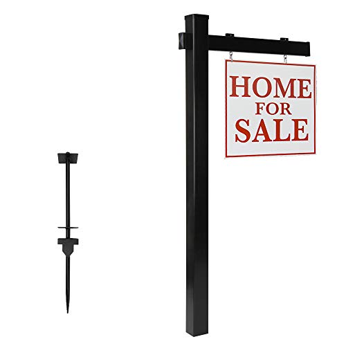 Vingli 6' Vinyl Pvc Real Estate Sign Post, Commercial Realtor Home For Sale Hanging Ads, Business Hours Advertisement Post For Yard , Open Houese Direction, 36" Arm Holds Up To 24" Sign, Black #TOP7