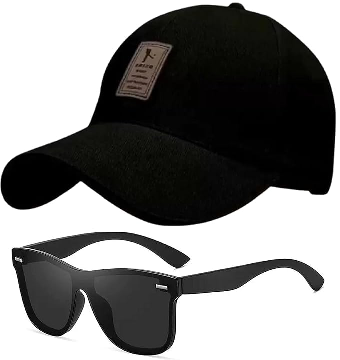 Stylish Cotton Blend, Summer All Season Sports, Cricket, Branded, Adjustable Buckle Baseball Cap & 100% UV Protected Unisex Sunglasses Combo for Men & Boys Pack of 2-picture-45