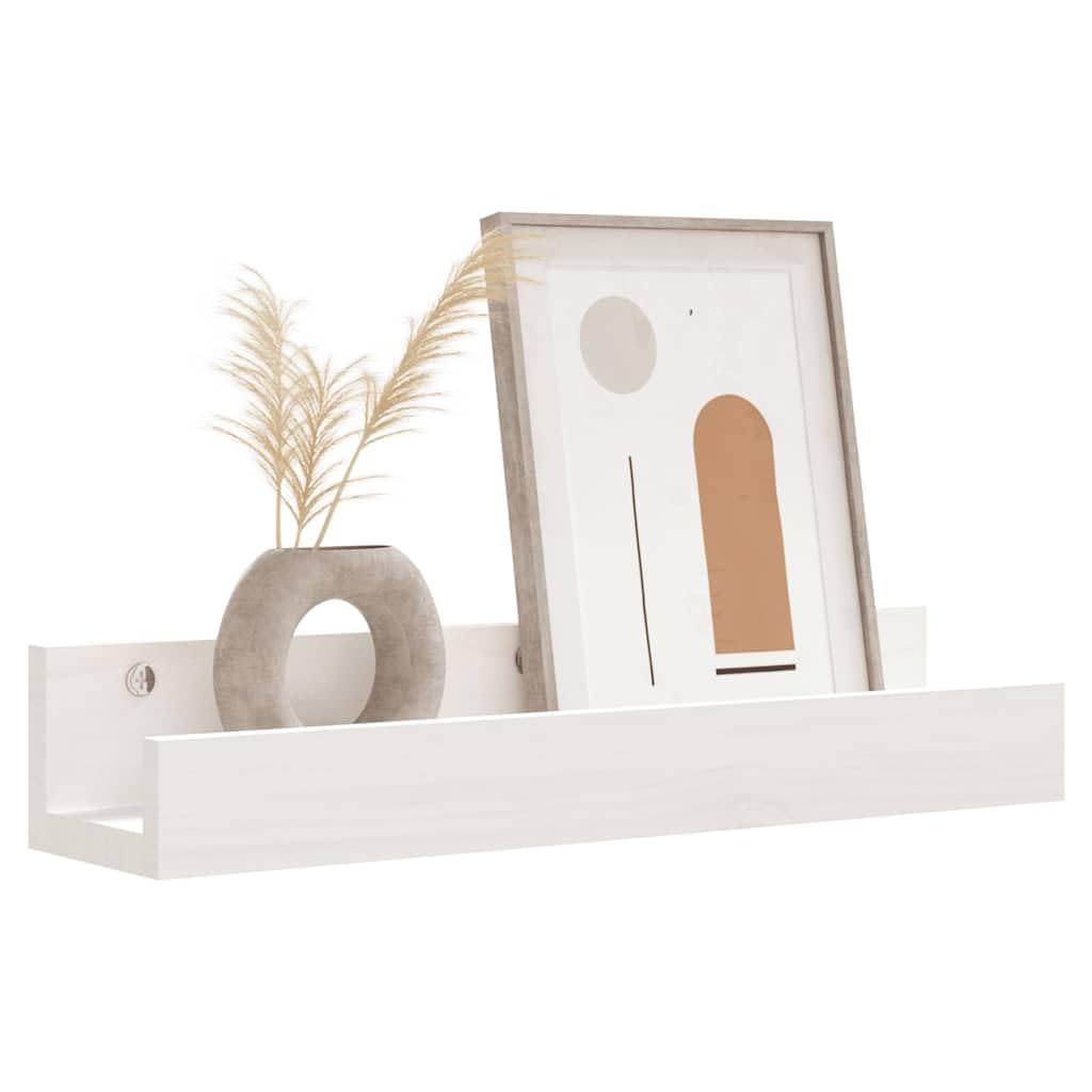 Półki ścienne z litego drewna sosnowego, zestaw 2 sztuk, białe, 50 x 12 x 9 cm, wiszące, do regału na książki, półka ścienna, dekoracja do salonu, kuchni