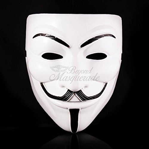 All Black & White V for Vendetta Mask/Anonymous/Guy Fawkes Mask Mask Party Cosplay (White)