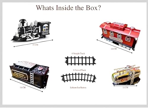 Image of Braintastic Train Toy Set with Real Smokes, Lights from Locomotive and Emulation Train Sounds for 3 Years & Above Kids (Classic Train)