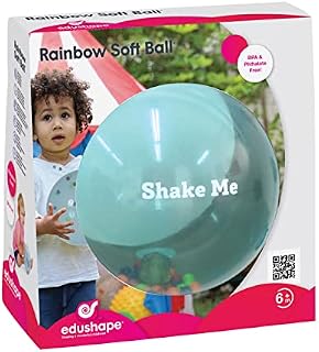 Edushape 18cm Rainbow Soft Sensory Ball. See through Ball with Colourful Mini Beads. For Children, Infants and Toddlers. Suitable for Baby Boys & Girls from 6 months + (Colours vary)