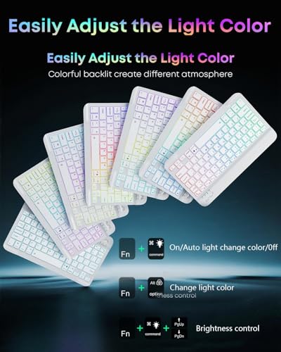 Image of Case with Keyboard for Samsung Galaxy Tab A11+ (Plus) 2025 | 7 Color Rainbow Backlight Detachable Keyboard with Mouse for Tablet A11+ SM-X230 X235 X236B, Blue-Purple