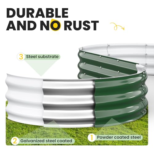 Image of Pattiumo Galvanized Raised Garden Bed 6x3x1 FT, Oval Metal Raised Garden Bed Outdoor Planter Box with Open Bottom, Rust-Resistant Steel Garden Bed for Vegetables Herbs Flowers, Easy Assembly
