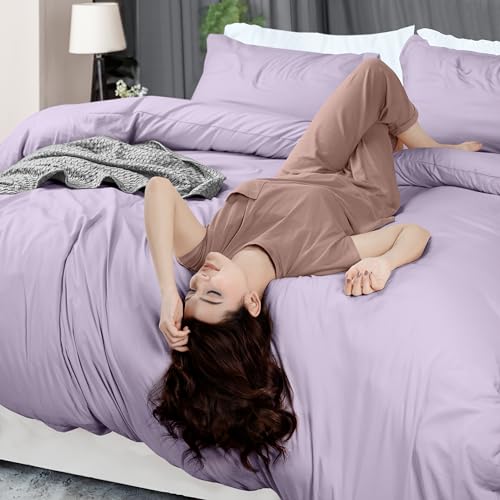 Utopia Bedding Duvet Cover King Size - 3 Piece with Zipper Closure - 1 Comforter Cover 104X90 Inches & 2 Pillow Shams 20X36 Inches (Lavender) Comforter Not Included