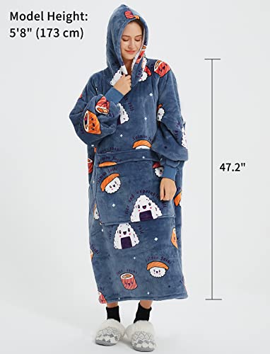 Image of KFUBUO Wearable Blanket Hoodie for Adults Sherpa All Patterns Oversized Sweatshirt Blanket with Pocket