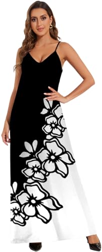 Image of Women's Maxi Sunflower Dresses Sleeveless Long Tie Dye Dress Casual Sundresses with Pockets