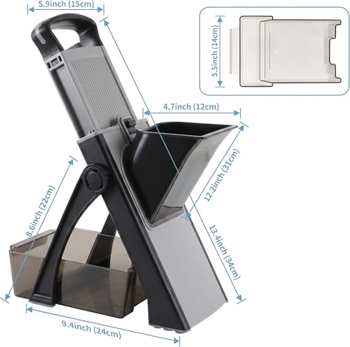 Image of DAYANIDHI Food Vegetables Chopper Mandoline Slicer | Vegetable Cutter Potato French Fries Graters Manual Shredder Efficiently Shred Grate (Black Vegetable)