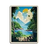 Affiche de voyage rétro des Samoa américaines, affiche rétro en métal,...