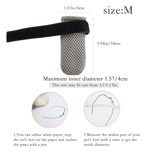 Image of 4Pcs Cat Scratch Cover for Nursing Rehabilitation, Adjustable Cat Bath Gloves, Anti-Scratch Pet Grooming Booties for Bathing