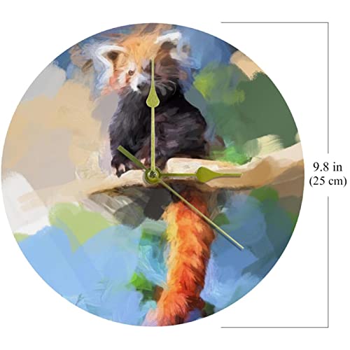 Horloge murale panda rouge de 24 cm en acrylique décorative