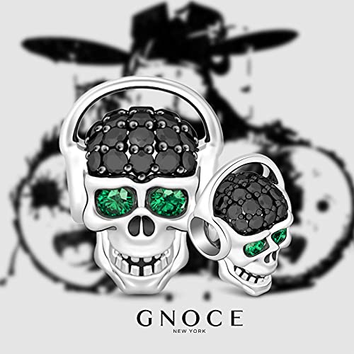Image of GNOCE Skull Pendant Charm Silver Dangle Charms Bead fit Bracelet /Necklace Jewelry Gift for Women Men