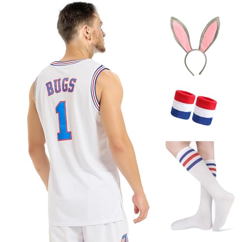 Mens Basketball Jersey Lola 10 Bugs 1 Space Movie 90S Hiphop Clothing Shirt for Cosplay 1# Large