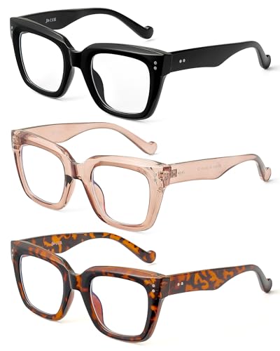 JM 3 Pack Blue Light Blocking Computer Glasses, Square Eye Protect Video Eyeglasses Anti Glare Women Men