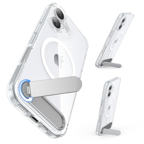 Coque iPhone 17 transparente antichoc béquille métal Mag Safe intégrée