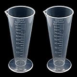 YXQ 100mL Plastic Graduated Measuring Cup Capacity Beaker Cone Shape Round Base Labs Kitchen Clear, 2Pcs