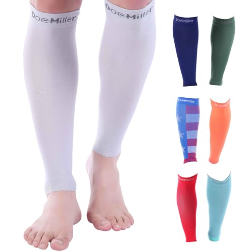 Image of Doc Miller Calf Compression Sleeve - 1 Pair 20-30mmHg Support (Gray, 4X-Large)