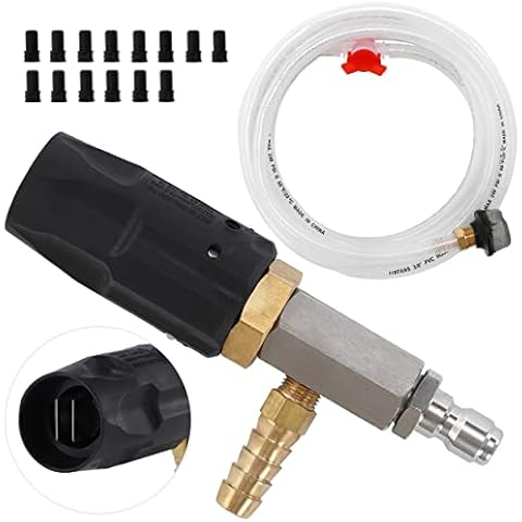 FIXFANS Adjustable Pressure Washer Long Range Nozzle, Downstream Injector Kit for High Power Washer, External Chemical Injection with 1/4 Inch Quick Connector, 3-3.5 GPM Cover