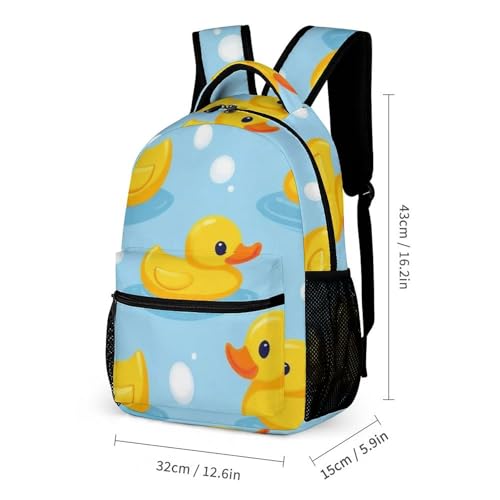 Backpack with Lunch Box & Cosmetic Bag Set Yellow Rubber Duck Print (2) Bookbag Daypack Set Backpack with Lunch Bag Storage Bags2