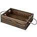 MyGift Rustic Brown Wood Storage Crate, Open Top Organizer Bin with Rope Handles