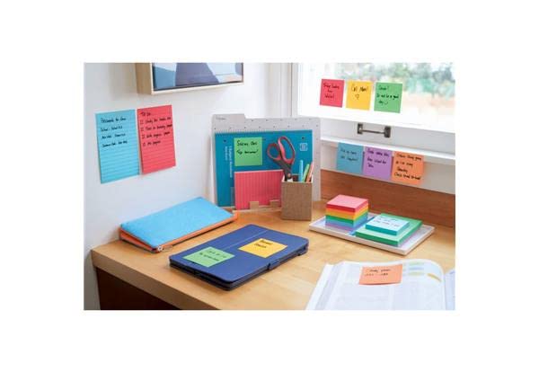Post-it Z-Notes Super Adhésives - Lot De 6 Blocs 76x76mm - Couleurs Vives Pour Notes, Listes Et Rappels